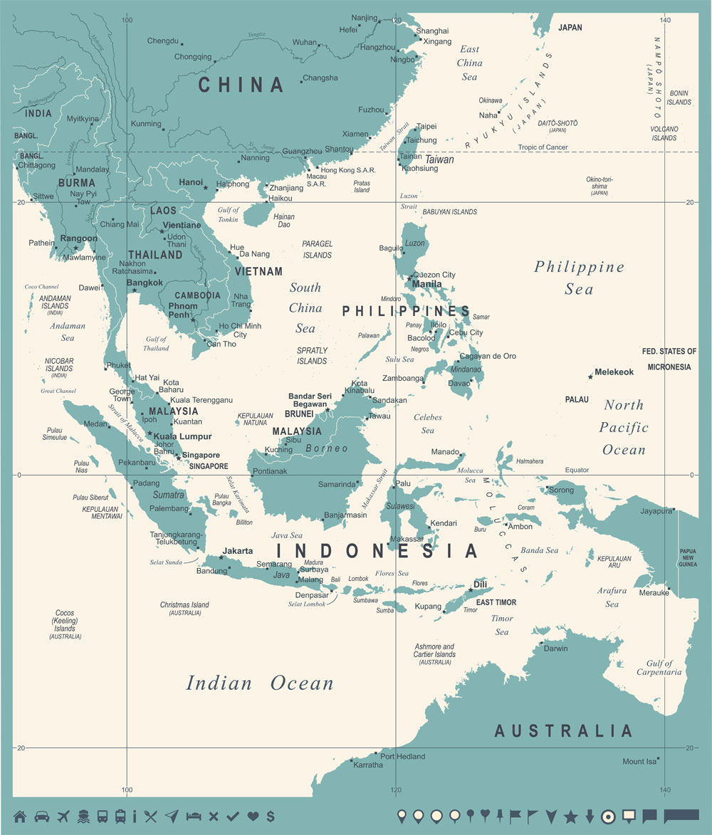 オーストラリアとフィリピンの地図